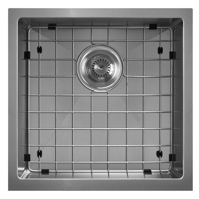 Whitehaus WHNPL1818-GM Noah Plus Single Bowl Linen Textured Dual-Mount Sink Set