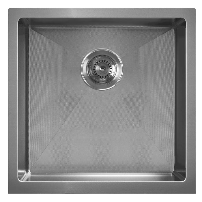 Whitehaus WHNPL1818-GM Noah Plus Single Bowl Linen Textured Dual-Mount Sink Set