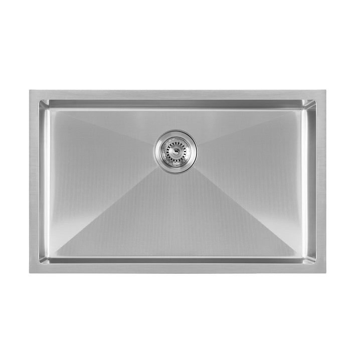 Whitehaus WHNPL2918-BSS Noah Plus Single Bowl Linen Textured Dual-Mount Sink Set