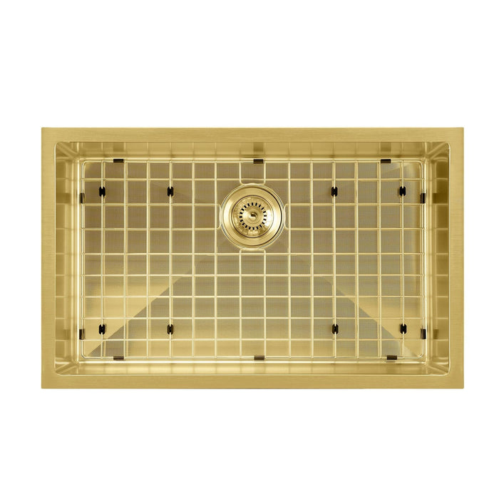 Whitehaus WHNPL2918-B Noah Plus Single Bowl Linen Textured Dual-Mount Sink Set