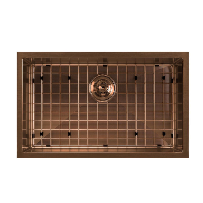 Whitehaus WHNPL2918-CO Noah Plus Single Bowl Linen Textured Dual-Mount Sink Set