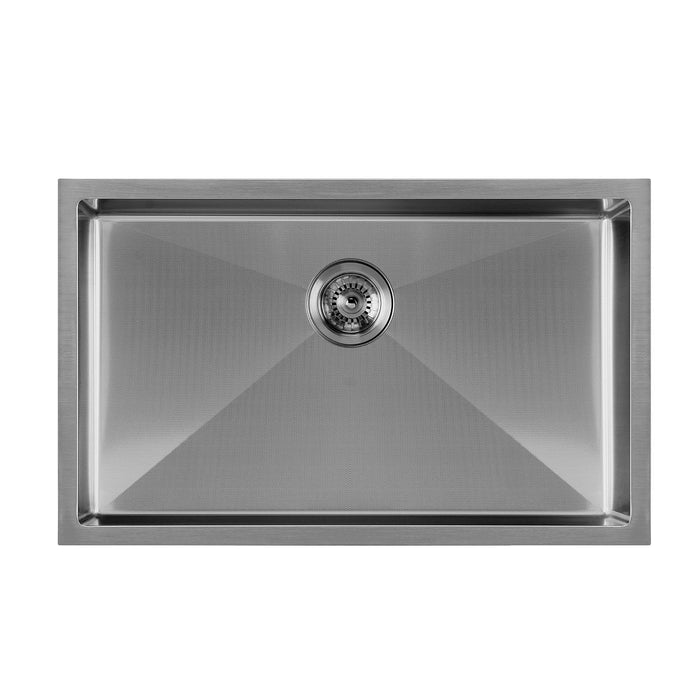 Whitehaus WHNPL2918-GM Noah Plus Single Bowl Linen Textured Dual-Mount Sink Set