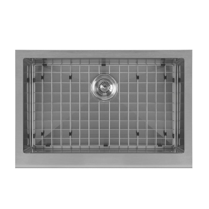 Whitehaus WHNPL3020-GM Noah Plus Single Bowl Undermount Sink Set with a front Apron