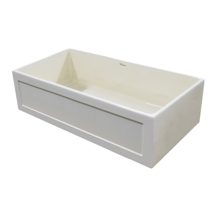 Whitehaus WHPLCON3319-BISCUIT Fireclay 33" Large Reversible Sink with Concave Front Apron