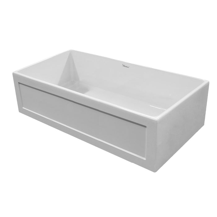 Whitehaus WHPLCON3319-WHITE Fireclay 33" Large Reversible Sink with Concave Front Apron