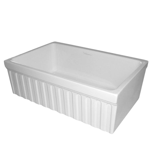 Whitehaus WHQ330-WHITE Farmhaus Fireclay Quatro Alcove Reversible Sink