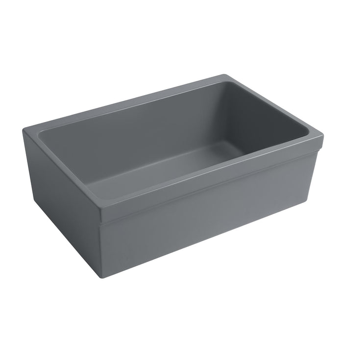 Whitehaus WHQ5530-M-CEMENT Glencove 30" Reversible Matte Kitchen Fireclay Sink