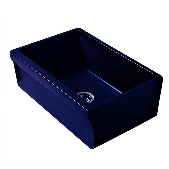 Whitehaus WHQ5530-BLUE Glencove Fireclay 30" Reversible Sink with Beveled Front Apron