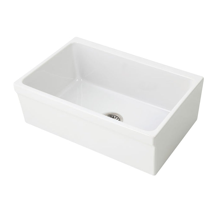 Whitehaus WHQ5530-WHITE Glencove Fireclay 30" Reversible Sink with Beveled Front Apron