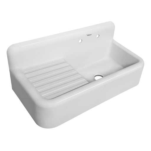 Whitehaus WHQD4220-WHITE Heritage Front Apron Single Bowl Fireclay Sink
