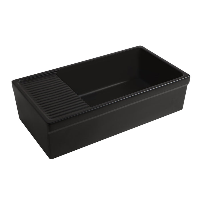 Whitehaus WHQD540-M-BLACK Farmhaus Quatro Alcove Large Reversible Fireclay Kitchen Sink