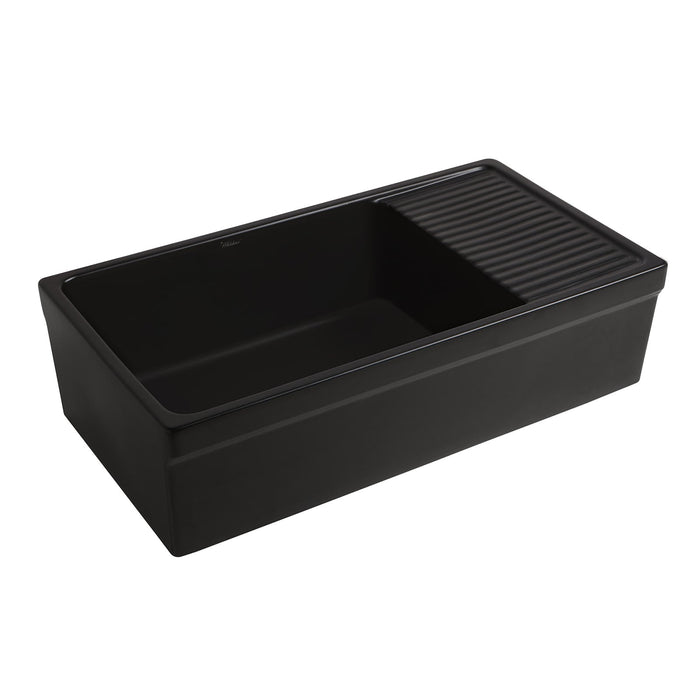 Whitehaus WHQD540-M-BLACK Farmhaus Quatro Alcove Large Reversible Fireclay Kitchen Sink
