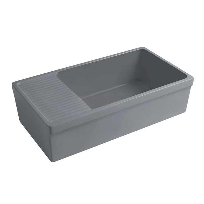Whitehaus WHQD540-M-CEMENT Farmhaus Quatro Alcove Large Reversible Fireclay Kitchen Sink