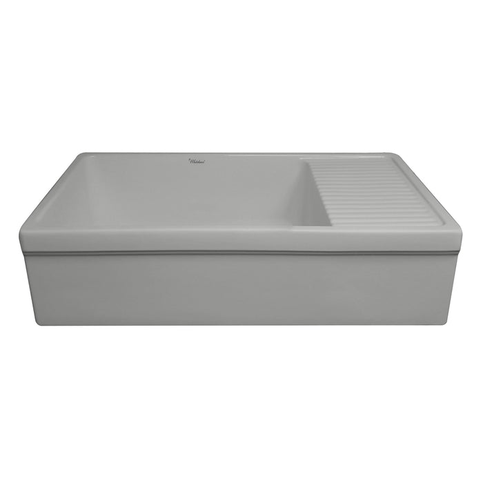 Whitehaus WHQD540-M-LIGHTCEMENT Farmhaus Quatro Alcove Large Reversible Fireclay Kitchen Sink
