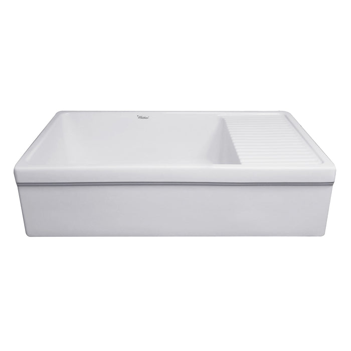Whitehaus WHQD540-M-WHITE Farmhaus Quatro Alcove Large Reversible Matte Fireclay Kitchen Sink