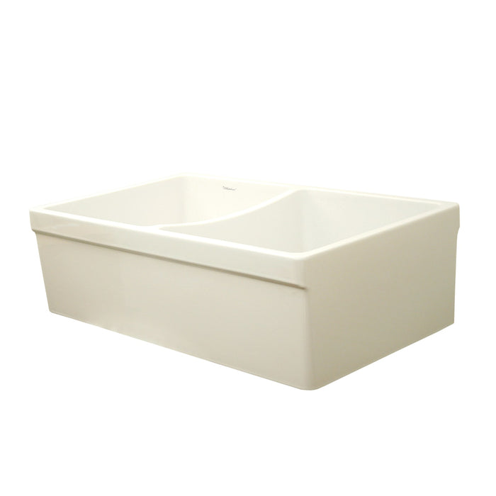 Whitehaus WHQDB532-BISCUIT Farmhaus Fireclay Quatro Alcove Reversible Double Bowl Sink