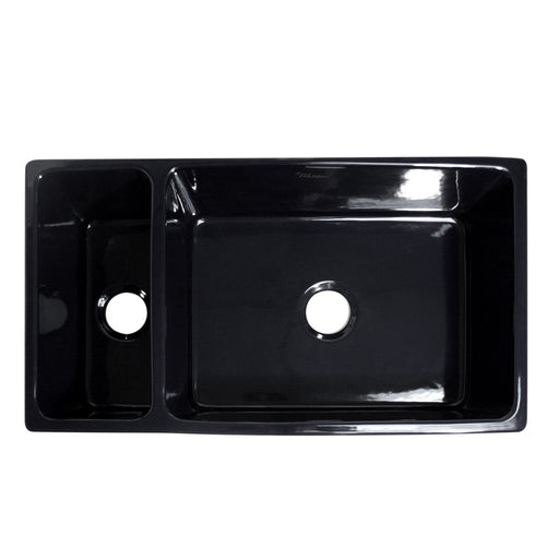 Whitehaus WHQDB542-BLACK Farmhaus Fireclay Quatro Alcove Large Reversible Sink