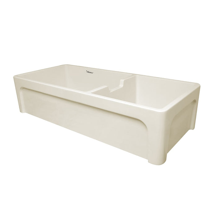 Whitehaus WHQDB5542-BISCUIT Glencove Fireclay 42" Large Double Bowl Reversible Sink