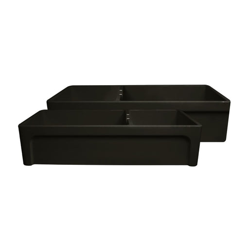 Whitehaus WHQDB5542-BLACK Glencove Fireclay 42" Large Double Bowl Reversible Sink