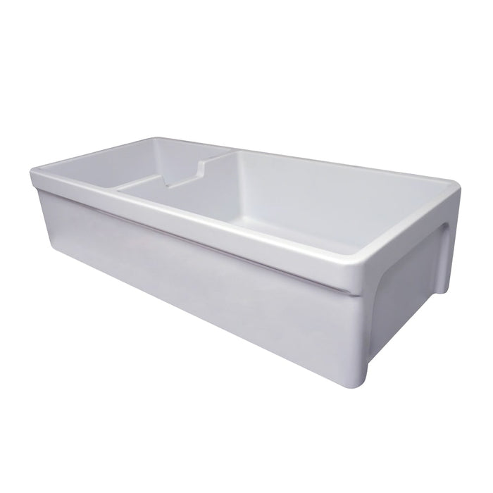 Whitehaus WHQDB5542-WHITE Glencove Fireclay 42" Large Double Bowl Reversible Sink with Front Apron