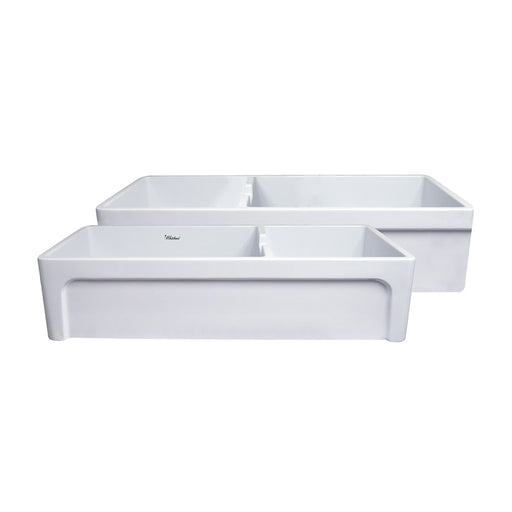 Whitehaus WHQDB5542-WHITE Glencove Fireclay 42" Large Double Bowl Reversible Sink