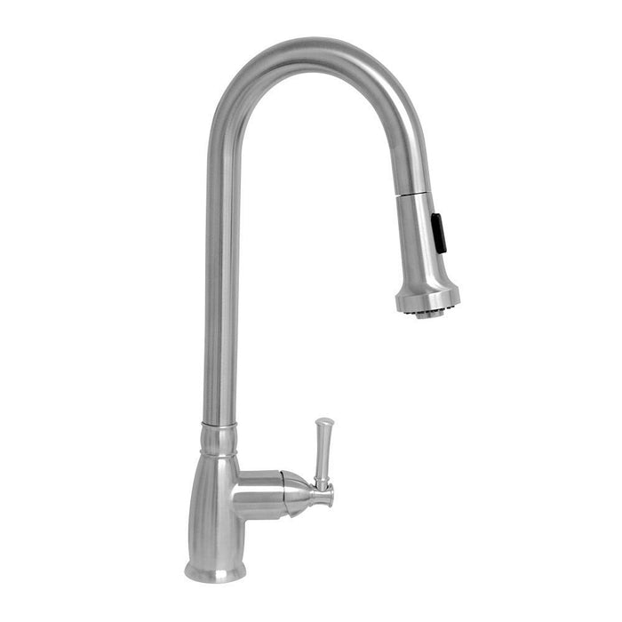 Whitehaus WHS6800-PDK-BSS Waterhaus Single-Hole Faucet with Gooseneck Swivel Spout