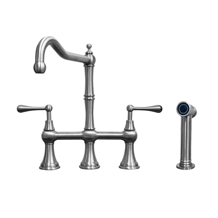 Whitehaus WHSB14007-SK-BSS Waterhaus Stainless Steel Bridge Faucet with a Traditional Spout