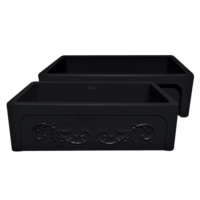 Whitehaus WHSIV3333-BLACK Glencove St. Ives 33" Front Apron Fireclay Sink
