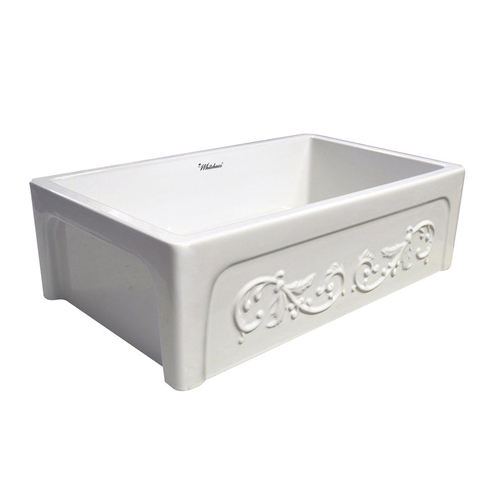 Whitehaus WHSIV3333-WHITE Glencove St. Ives 33" Front Apron Fireclay Sink