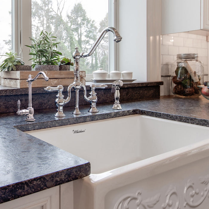 Whitehaus WHSIV3333-WHITE Glencove St. Ives 33" Front Apron Fireclay Sink