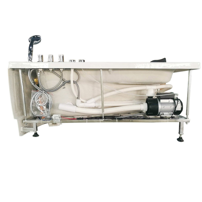 EAGO AM161-R 5' Single Person Corner White Whirlpool Bath Tub - Drain on Right