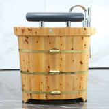 ALFI Brand AB1136 61" Free Standing Cedar Wooden Bathtub with Chrome Tub Filler