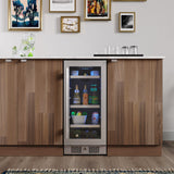 Avallon ABR151BLSS 15" Wide 86 Can Beverage Center in Black Stainless Steel