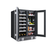 Avallon AWBC241GGFDBLSS 24" Wide 21 Bottle Capacity and 64 Can Capacity Beverage Center in Black Stainless Steel