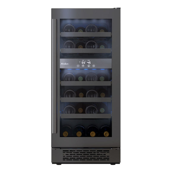 23 Bottle 15 In Built-In Black Stainless Dual Zone Wine Cooler