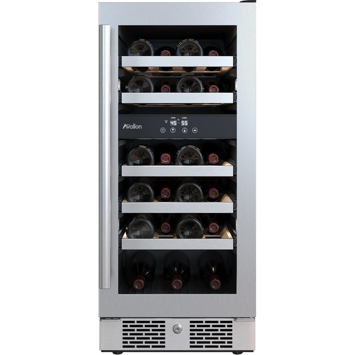 23 Bottle 15 Built-In Dual Zone Stainless Steel Wine Refrigerator Right Hinged