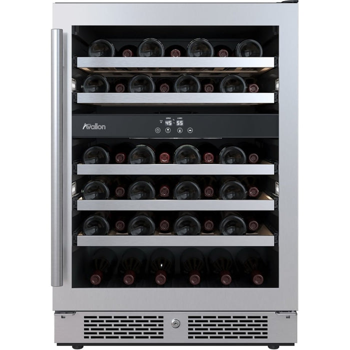 45 Bottle 24 Built-In Dual Zone Stainless Steel Wine Refrigerator Right Hinged