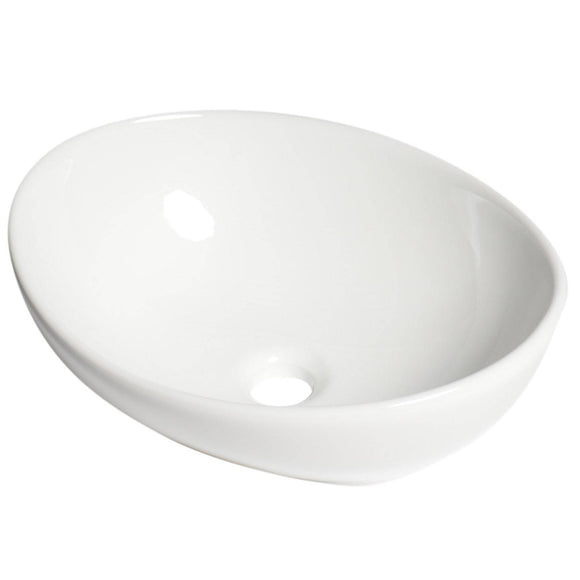 ALFI Brand ABC913 White 16" Egg Shape Above Mount Ceramic Sink
