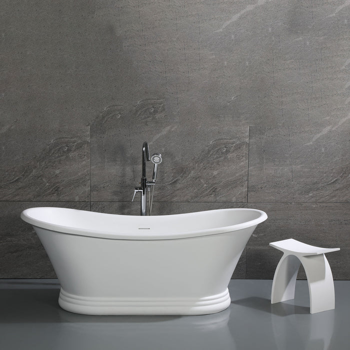 ALFI Brand ABST77 Arched White Matte Solid Surface Resin Bathroom/Shower Stool