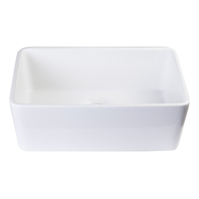 ALFI AB503-W White 23" Smooth Apron Fireclay Single Bowl Farmhouse Kitchen Sink