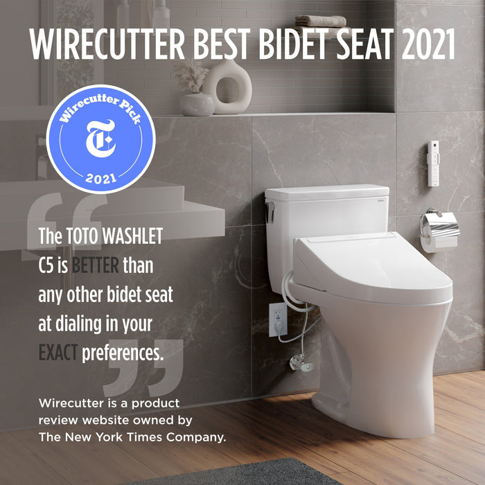 TOTO SW3084#01 Washlet C5 Bidet Toilet Seat with Premist and eWater+ Wand Cleaning, Elongated, Cotton White