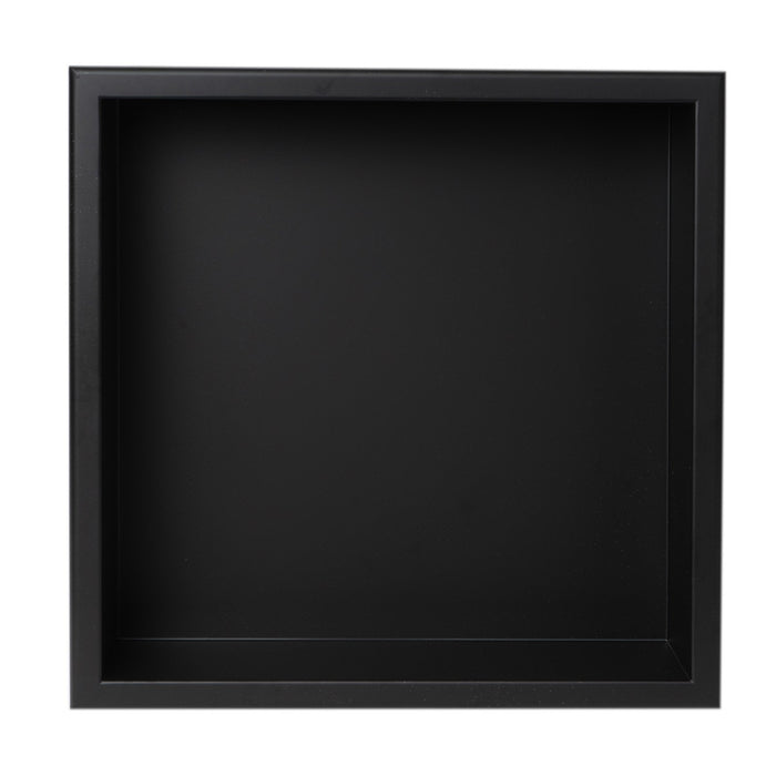 ALFI Brand 16" x 16" Black Matte Stainless Steel Square Single Shelf Bath Shower Niche