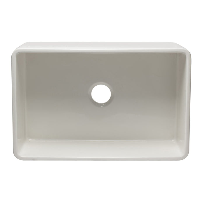 ALFI AB3020SB-W 30 inch White Reversible Single Bowl Fireclay Farmhouse Kitchen Sink