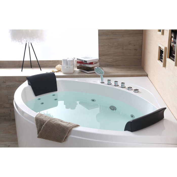 EAGO AM200 5' Modern Double Seat Corner Whirlpool Bath Tub with Fixtures