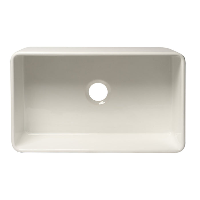 ALFI Brand ABF3018 30" White Thin Wall Single Bowl Smooth Apron Fireclay Kitchen Farm Sink
