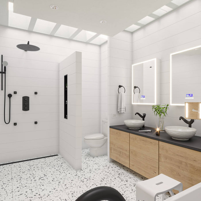 ALFI Brand 8" x 36" Black Matte Stainless Steel Vertical Triple Shelf Bath Shower Niche