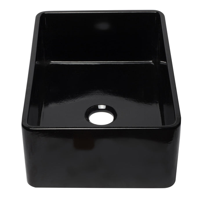 ALFI AB3020SB-BG 30 inch Black Reversible Single Bowl Fireclay Farmhouse Kitchen Sink