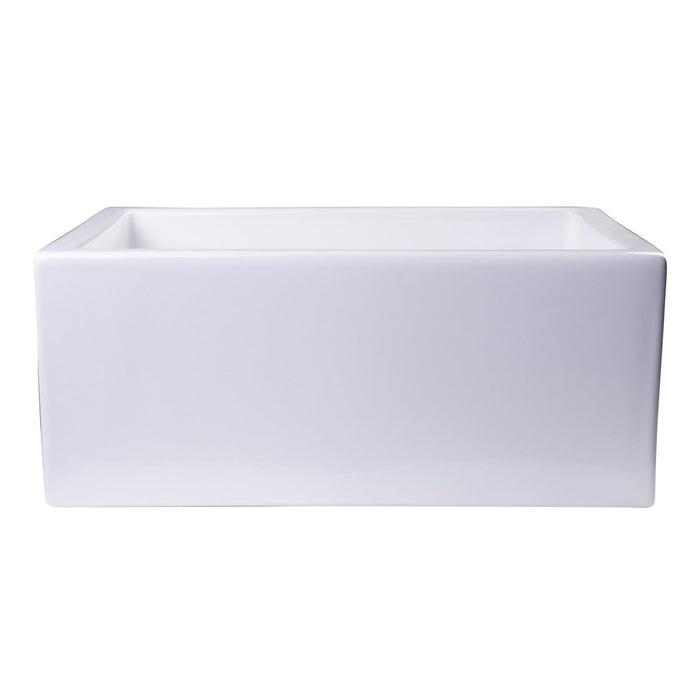ALFI AB2418SB-W 24" White Smooth Thick Wall Fireclay Single Bowl Farm Sink