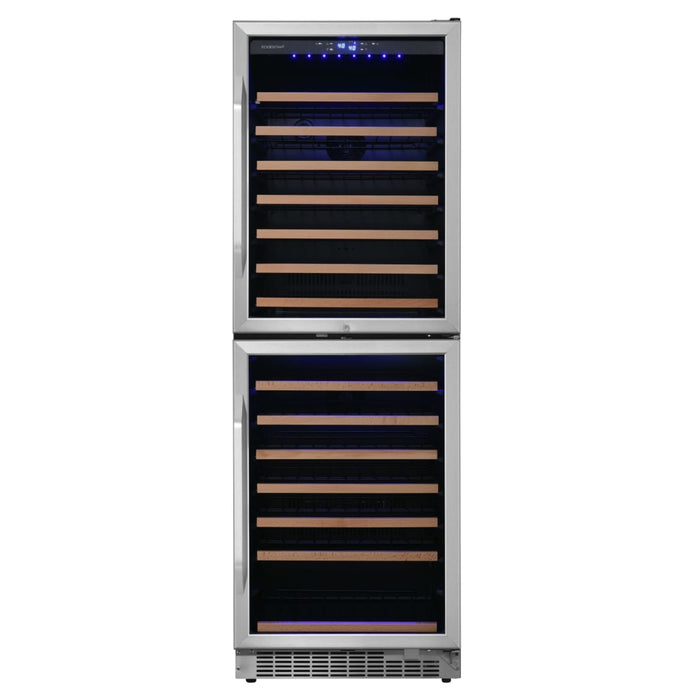 EdgeStar CWR1552DD 155 Bottle 24" Built In Dual Zone Double Door Wine Cooler