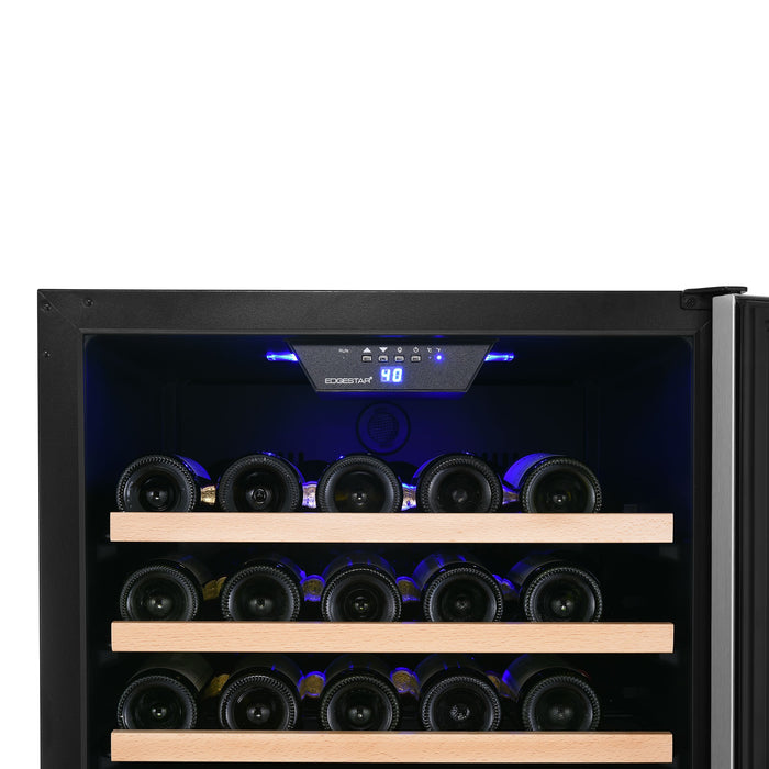 Edgestar CWR1662SZ 24" Wide 151 Bottle Capacity Built-In or Free Standing Single Zone Wine Cooler in Stainless Steel